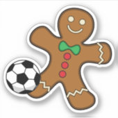 Gingerbread Man spielt Fußball Aufkleber (Vorderseite)