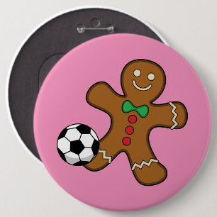Gingerbread Man spielt Fußball Button