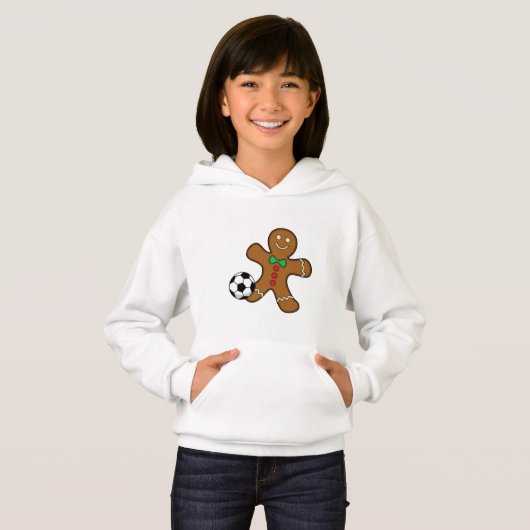 Gingerbread Man spielt Fußball Hoodie (Vorne ganz)