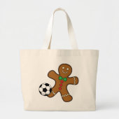 Gingerbread Man spielt Fußball Jumbo Stoffbeutel (Vorne)
