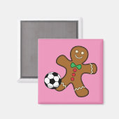 Gingerbread Man spielt Fußball Magnet (Vorderseite/Rückseite)