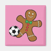 Gingerbread Man spielt Fußball Magnet (Vorne)