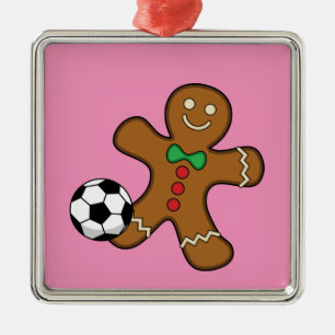 Gingerbread Man spielt Fußball Ornament Aus Metall