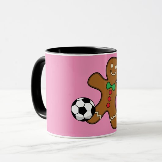 Gingerbread Man spielt Fußball Tasse (Vorderseite Links)