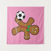 Gingerbread Man spielt Fußball Wandteppich (Vorderseite (Horizontal))