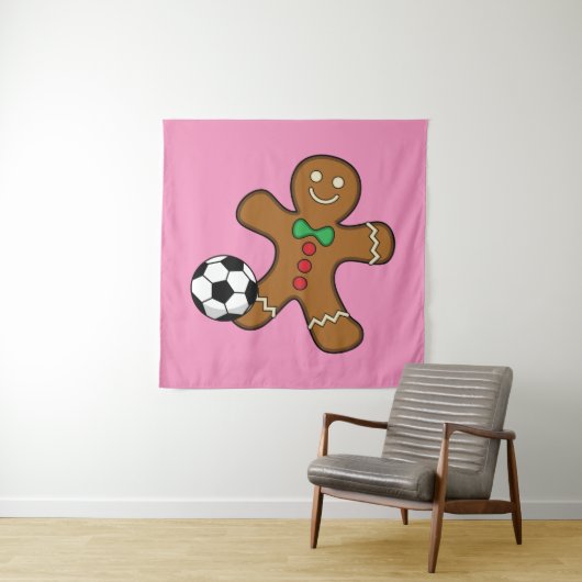 Gingerbread Man spielt Fußball Wandteppich (Beispiel)