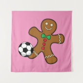 Gingerbread Man spielt Fußball Wandteppich (Vorderseite)