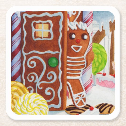 GINGERBREAD MAN Square Paper Untersetzer (Vorderseite)