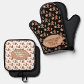 Gingerbread Man, Star & Candy Cane Cookie Muster Ofenhandschuh & Topflappen-Set (Vorderseite/Rückseite)