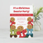 Gingerbread Man Sweater Party Weihnachten Einladung (Stehend Vorderseite)