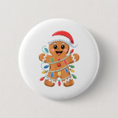 Gingerbread Man Tangled Christmas Lights Button (Vorderseite)