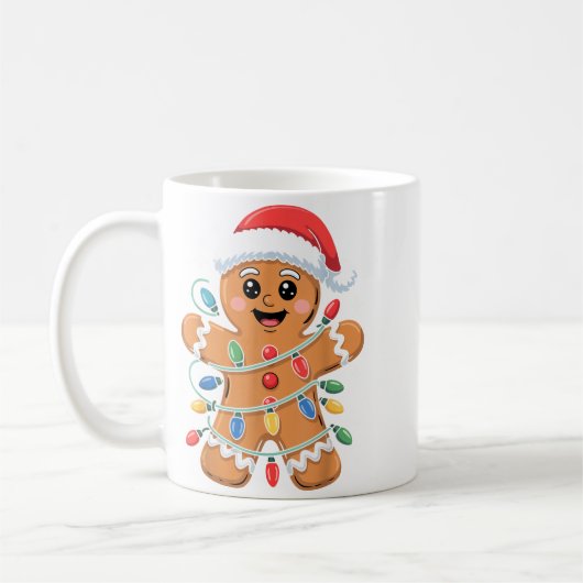 Gingerbread Man Tangled Christmas Lights Kaffeetasse (Links)