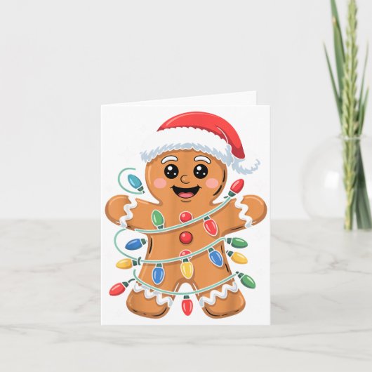 Gingerbread Man Tangled Christmas Lights  Karte (Vorderseite)