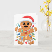Gingerbread Man Tangled Christmas Lights  Karte (Gelbe Blume)
