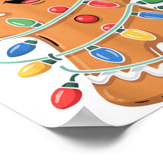 Gingerbread Man Tangled Christmas Lights  Poster (Ecke)
