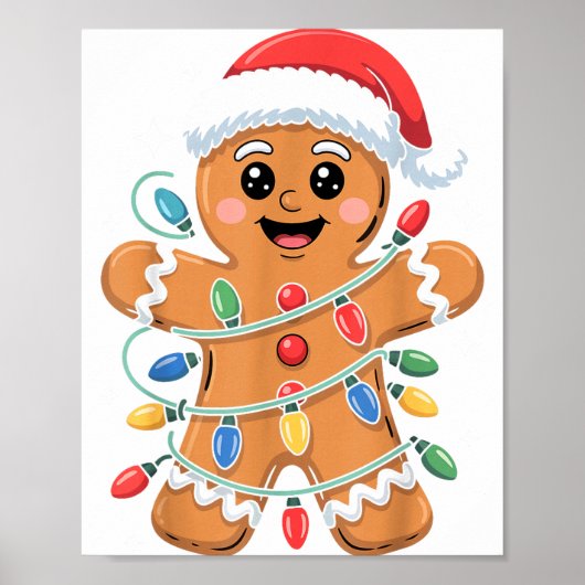 Gingerbread Man Tangled Christmas Lights Poster (Vorne)