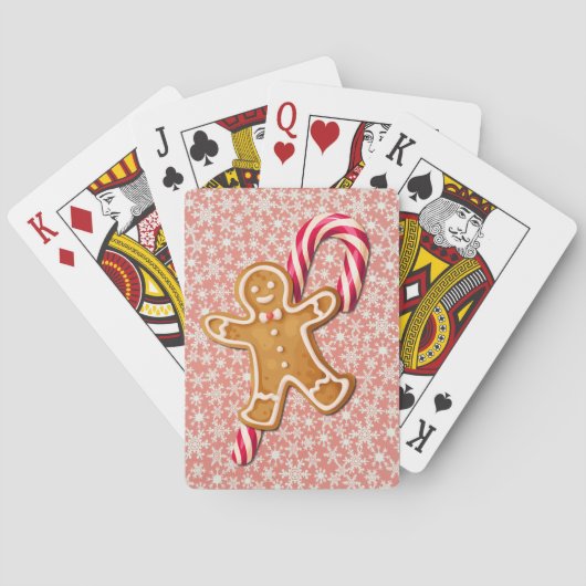 Gingerbread Man und Candy Cane Kunst Spielkarten (Rückseite)