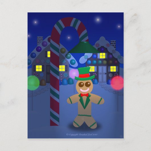 Gingerbread Man unter Candy Lamp Postkarte (Vorderseite)
