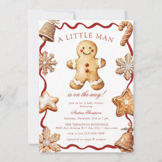 Gingerbread Man | Weihnachts-Baby Shower Einladung
