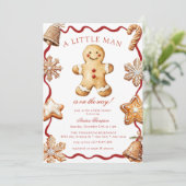 Gingerbread Man | Weihnachts-Baby Shower Einladung (Stehend Vorderseite)