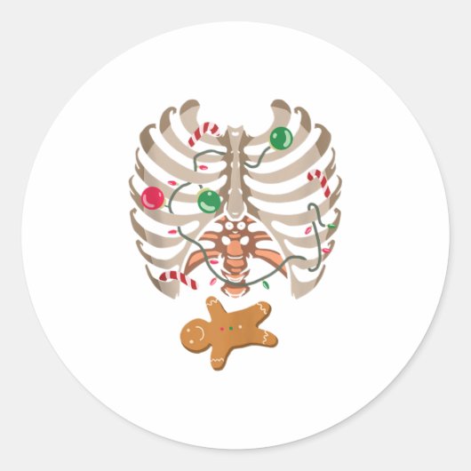 Gingerbread Man X-Ray Skeleton Knochen Chr Runder Aufkleber (Vorderseite)