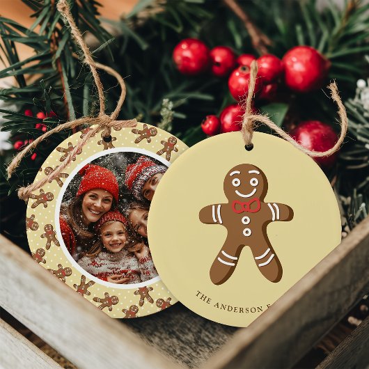 Gingerbread Man Yellow Polka Dot Weihnachtsweihnac Keramik Ornament