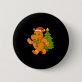 Gingerbread Mann Angesagte Weihnachtsmannmütze Hip Button (Vorderseite)