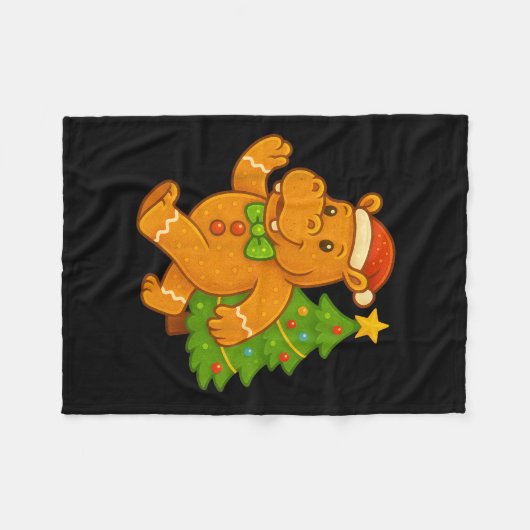 Gingerbread Mann Angesagte Weihnachtsmannmütze Hip Fleecedecke (Vorderseite (Horizontal))