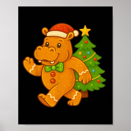Gingerbread Mann Angesagte Weihnachtsmannmütze Hip Poster (Vorne)