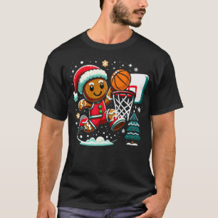 Gingerbread Mann beim Basketballspiel Weihnachts S T-Shirt