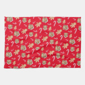 Gingerbread-Mann Candycani-Urlaub Süßigkeiten rot Geschirrtuch (Horizontal)