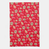 Gingerbread-Mann Candycani-Urlaub Süßigkeiten rot Geschirrtuch (Vertikal)