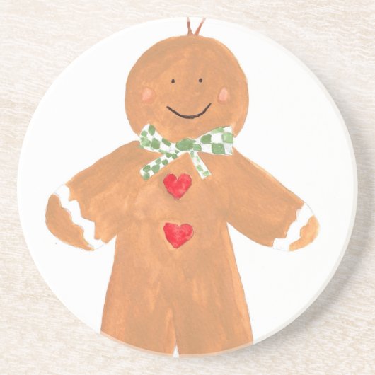Gingerbread-Mann Dekoration Sandstein Untersetzer (Vorne)