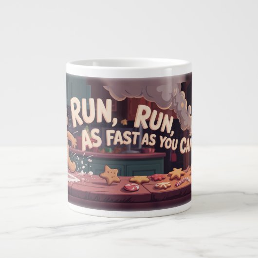 Gingerbread Mann Flucht Jumbo-Tasse (Vorderseite)