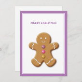 Gingerbread Mann Frohe Weihnachten Lila Mitteilungskarte (Vorne/Hinten)