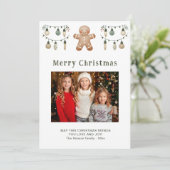 Gingerbread Mann Frohe Weihnachtsfamilie Foto Feiertagskarte (Stehend Vorderseite)