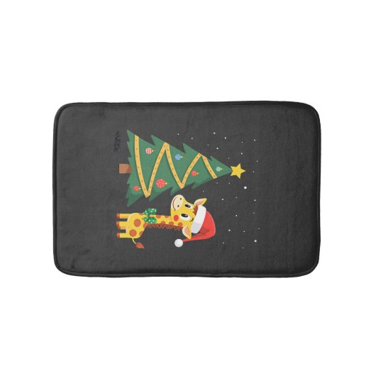 Gingerbread Mann Giraffe Weihnachtsmann Hut Weihna Badematte (Vorderseite)