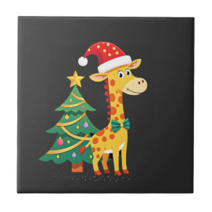 Gingerbread Mann Giraffe Weihnachtsmann Hut Weihna Fliese