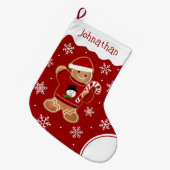 Gingerbread-Mann im Pullover Großer Weihnachtsstrumpf (Vorderansicht (hängend))