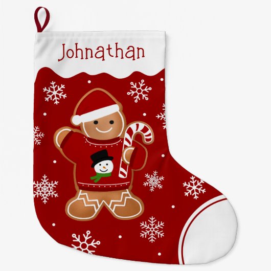 Gingerbread-Mann im Pullover Großer Weihnachtsstrumpf (Vorderseite)
