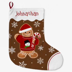 Gingerbread-Mann im Pullover Großer Weihnachtsstrumpf
