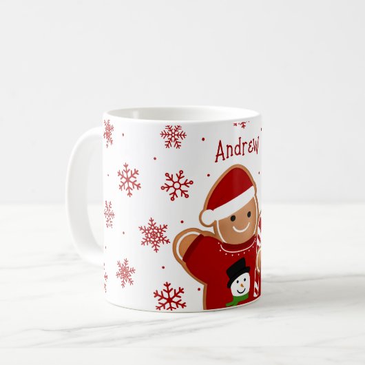 Gingerbread-Mann im Weihnachtspullover Kaffeetasse (Vorderseite Links)