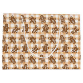 Gingerbread-Mann-Karomuster Große Geschenktüte (Rückseite)