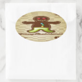 Gingerbread-Mann-Keks Ovaler Aufkleber (Tasche)