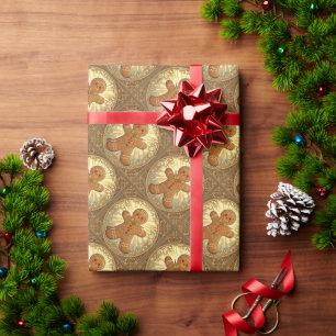 Gingerbread-Mann Kekse im Vintage-Stil Geschenkpapier