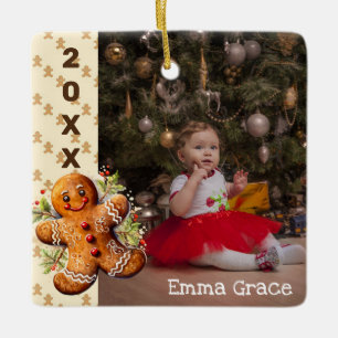 Gingerbread Mann Kinder Weihnachtsfoto Ornament