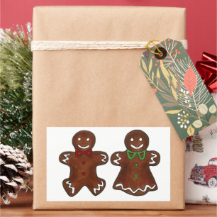 Gingerbread Mann Lady Frau Weihnachts Weihnachtske Rechteckiger Aufkleber