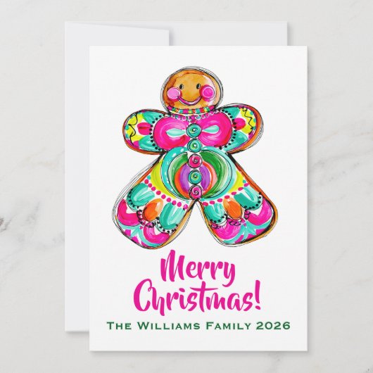 Gingerbread Mann Rosa Weihnachten Boho (Vorderseite)