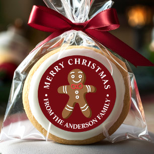 Gingerbread Mann Roter Frohe Weihnachten Runder Aufkleber