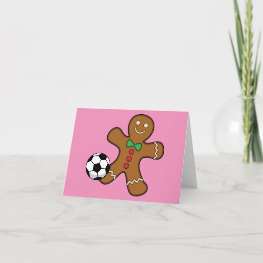 Gingerbread-Mann spielt Fußball Karte (Vorderseite)